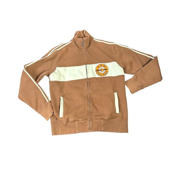 Vintage 90s A&W RootBeer Track Jacket Brown Stripe Mens 2XL - Picture 1 of 4
